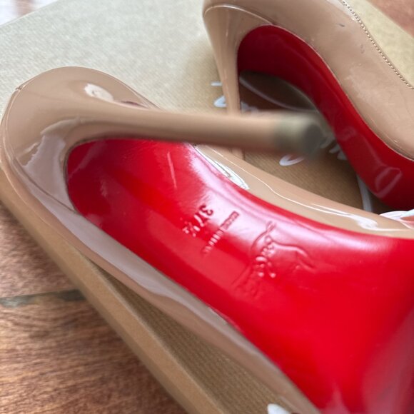 Christian Louboutin So Kate 120 Nude Nappa Shiny Heels Pumps 37.5 Box - Picture 5 of 6